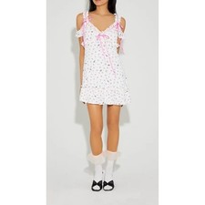 Betsey Johnson Forever 21 Floral Butterfly Ruffle Cold Shoulder Mini Dress XS