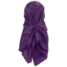 35 Inch Square Satin Head Scarf Silk Feeling Hair Scarf, Dark Purple