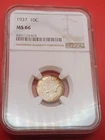 1937 Mercury Dime NGC MS66 With Toning
