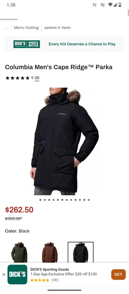 Columbia Men's Cape Ridge Parks Jacket Size XL Black Waterproof - Image 4 of 4