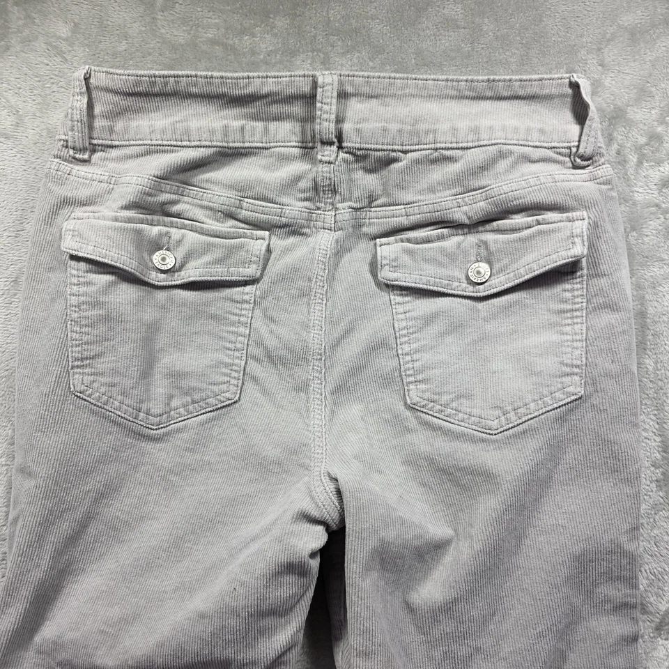 Pantalones American Eagle para mujer 12 grises tiro alto bota elástica bolsillos de pana Foto 3 de 4
