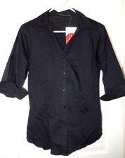 CHEFWORKS Finesse 3/4 Sleeve Fitted Shirt-M, black  NWT