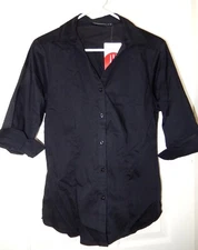 CHEFWORKS Finesse 3/4 Sleeve Fitted Shirt-M, black   NWT