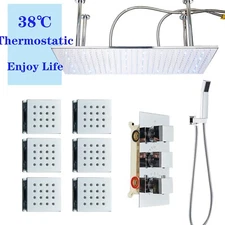 Luxury Shower Faucet Set Rainfall LED Shower Head Massage Combo Kit with Valve