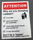 NO LITTERING - NO RUBBISH DUMPING - NO FLY TIPPING STICKER - A5 STICKER