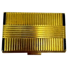 Vintage Volupte USA Art Deco Style Gold Tone Mirrored Powder Compact