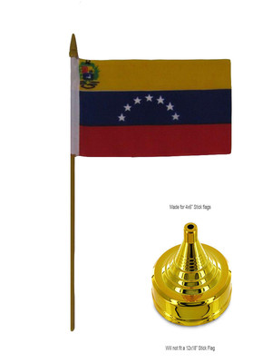 Venezuela 7 Star 4''x6'' Desk Flag Table Stick Gold Staff Gold Base