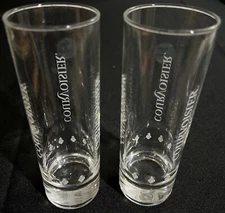 Courvoisier Highball Liquor Glass Set of 2 glasses -Etched emblems - 6 in. NEW