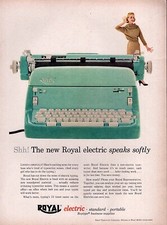 1956 Royal Electric Typewriter Green Original Color Print Ad thumbnail