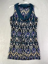 Ted Baker London Silk Pleated Geometric Cowl Neck Sleeveless Dress size 1