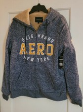 Aeropostale Hoodie Blue Crest Fleece NWT Full Zip Jacket Aero size M Insulated