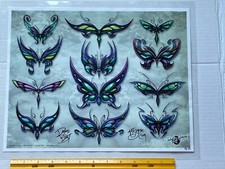 Vintage Art Tattoo Flash Sheet David Bollt Butterfly /T117