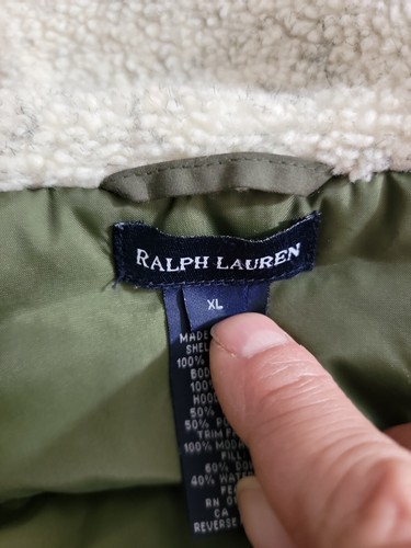 Ralph Lauren Down Parka Jacket / Coat Hooded Faux Fur Olive Green Girls Size XL - Picture 9 of 14