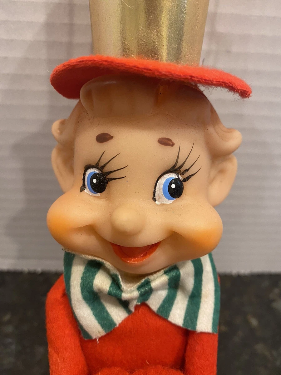 VINTAGE CHRISTMAS SHELF SITTER Knee Hugger ELF w TOP HAT 8