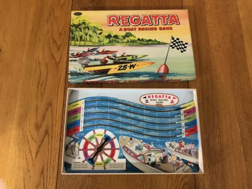 VTG VERY RARE 1958 REGATTA A BOAT RACING BOARD GAME WHITMAN USA MADE COMPLETE