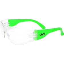 Global Vision Eyewear Rider Lab Shop Safety Glasses Neon Green Temples