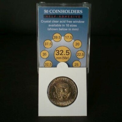 Pack of 50 SuperSafe 2x2 Self Adhesive Paper Flips Half Dollar Coin Holders