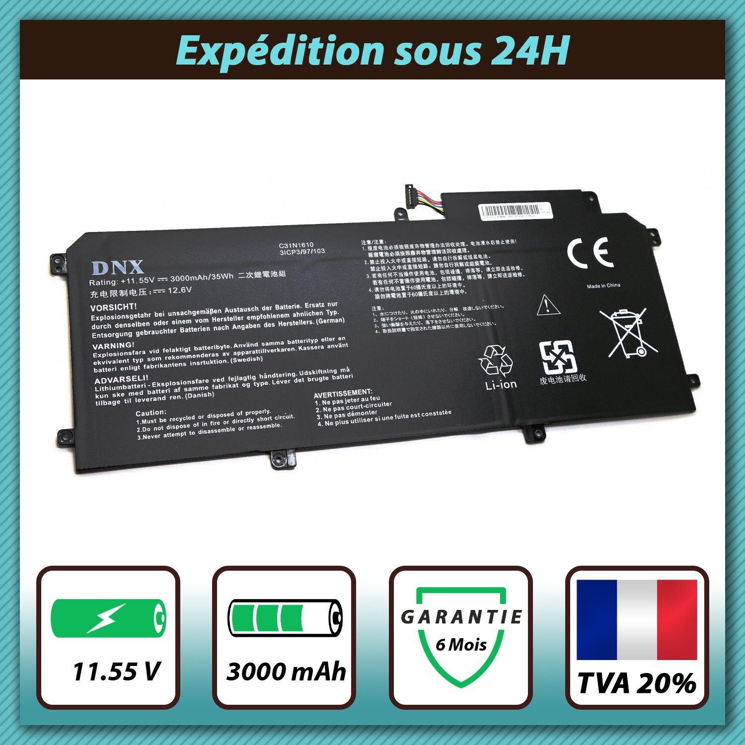 Batterie ZenBook UX330UA UX330UA-FB018R 11.55V PC portable