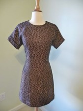 NWT J.CREW COLLECTION SHORT-SLEEVE ROSE-GOLD TWEED DRESS, SIZE 0, $398