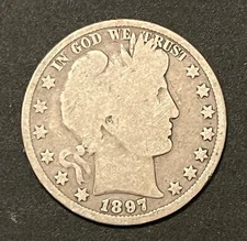 1897 Barber Half Dollar ,  better date , Good condition , nice coin