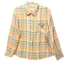 Candace Cameron Bure Blouse Womens MP Linen Flax Viscose Shirt Top Button Collar