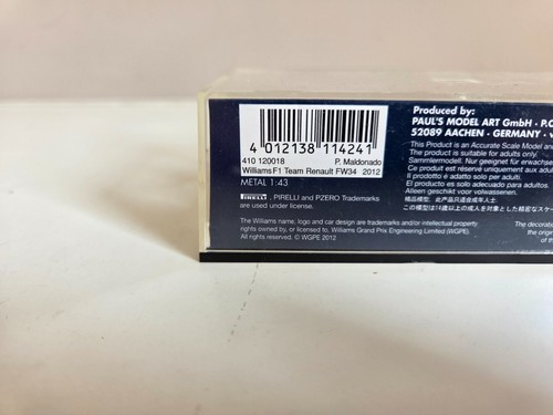 Minichamps 1/43 Williams Renault FW34 P. Maldonado - 2012 - 410120018 - Picture 7 of 7