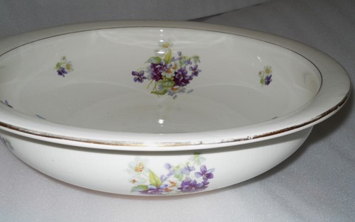Alfred B Pearce & Co. London Lg Porcelain Wash Basin & Pitcher Ivory & Violets - Picture 6 of 11