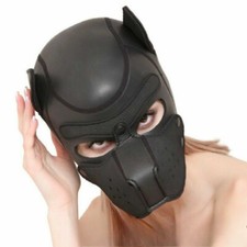 PU Full Head Mask Dog Role Play 10 Colors Restraints Hood Puppy Cosplay Headgear