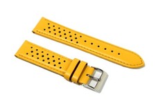 Cinturino per orologio vera pelle liscia giallo fori passanti ansa 20mm 