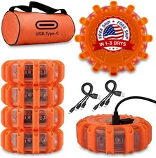 Paquete De 6 Luces LED De Emergencia Para Carretera Con Base Magnética De Gancho