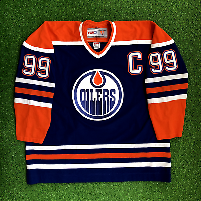 贅沢 Retro 80's Wayne Gretzky Edmonton Oilers Blue CCM NHL Jersey アイスホッケー