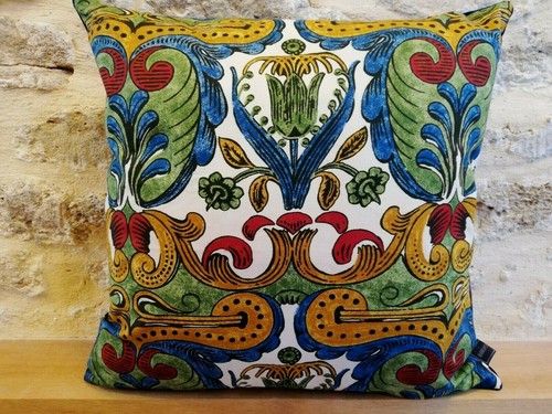 Sanderson Vintage Retro Hofburg Cotton 50's & Velvet Fabric Cushion Cover Pillow - Picture 8 of 11