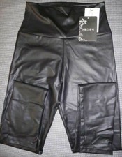 Damen Leggings High Waist Lederoptik glanz sc...