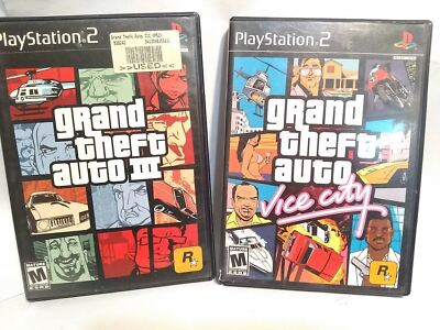 PS2 Grand Theft Vice City & GTA 3 Posters Manual Included Crime