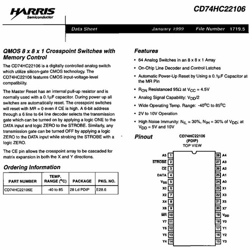 Crosspoint Switch CD74HC22106E GM62093 - Picture 3 of 5