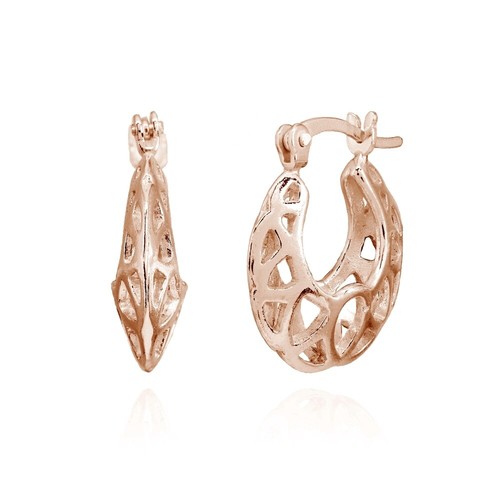 Or Jaune Flash 925 Argent Rose Zircone Rond 7x7mm Boucles D'Oreilles