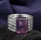 Amethyst Signet Ring 925 Sterling Silver Ring Mens Tungsten Ring Gift For friend
