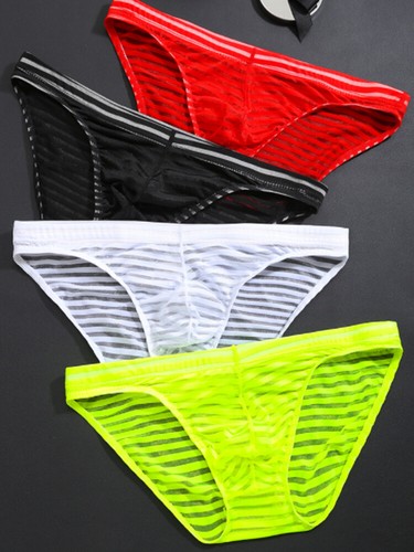 Lingerie Striped Panties Thongs Briefs Men Underwear Stretchy Striped Ice Silk ` - Bild 5 von 28