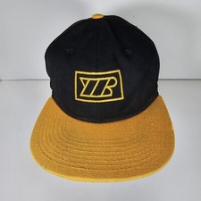 Yetee Records Cap Snapback Black Yellow Embroidered Front Rear Panels 55723A