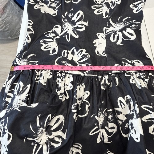 Laura Ashley Black White Floral Fit Flare Sleeveless Dress Womens 6 Tulle - Picture 8 of 13