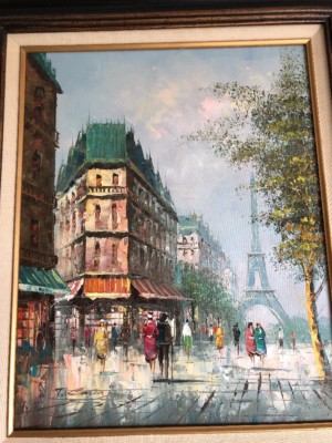 Original Oil Painting By T. CARSON SIGNED Downtown France Eiffel