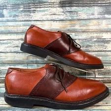 Allen Edmonds Oxfords Mens 9.5B Brown Leather Saddle Shoes Tuxedo Formal Dress