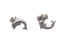 925 Sterling Silver Dolphin Stud Earring Butterfly Closure