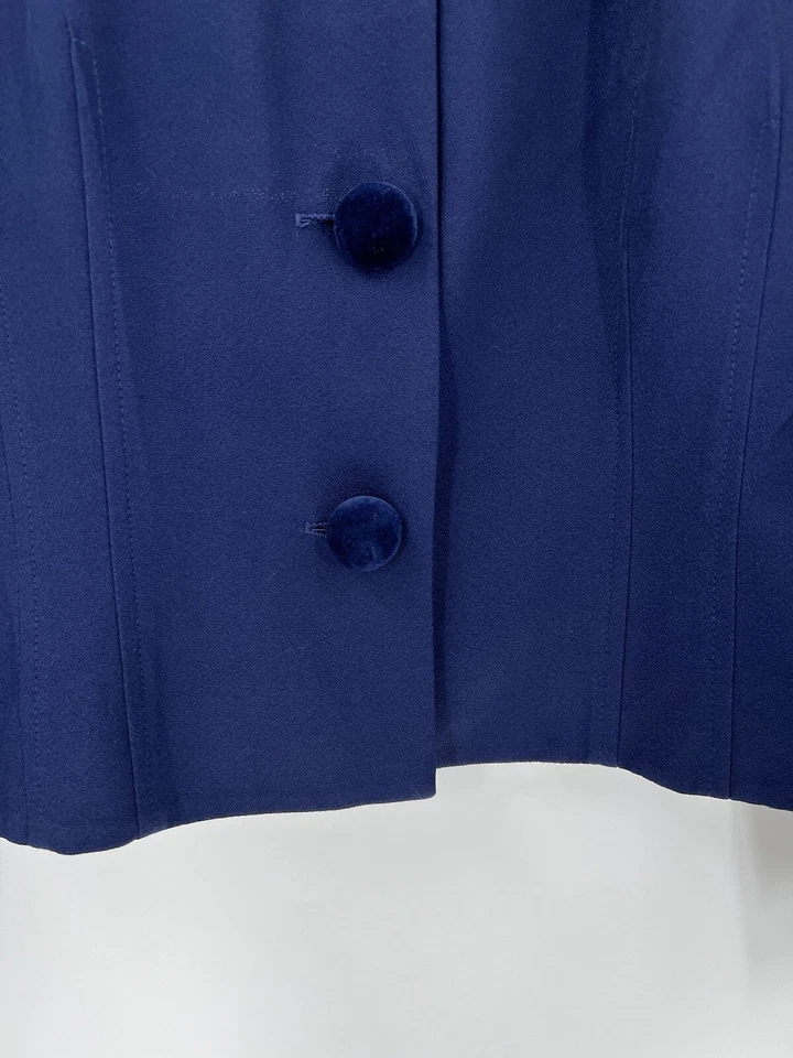 Traje Falda Lois Snyder Dani Max Mujer Vintage 10 Azul Marino Terciopelo Borde Rayón Foto 4 de 4