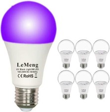 LeMeng - UV LED Black Lights Bulb 9W Ultraviolet A19, E26 - 3 Pack