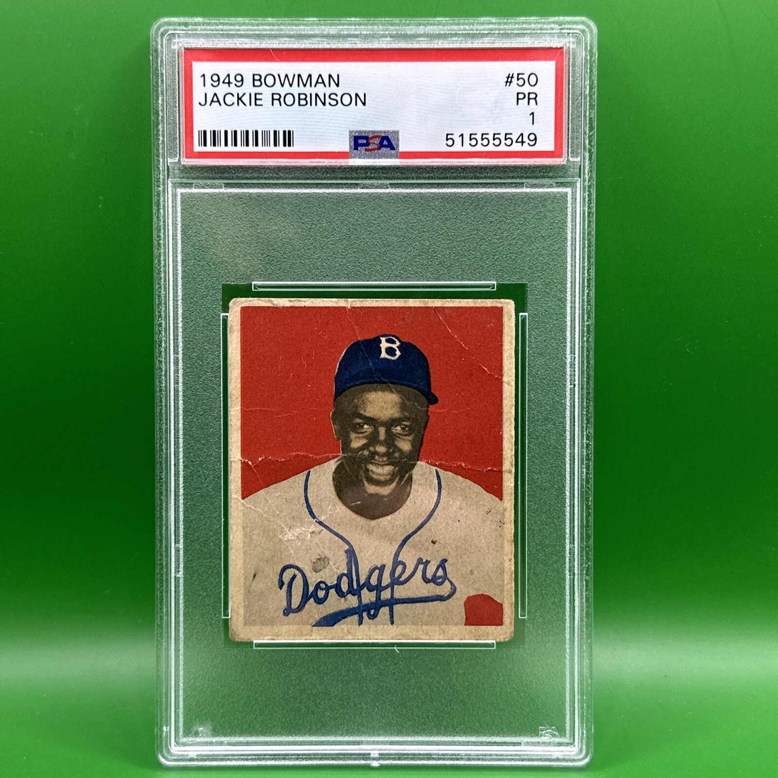 1949 BOWMAN #50 JACKIE ROBINSON DODGERS HOF PSA 1