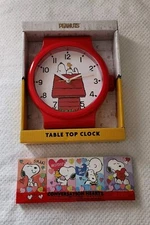 Peanuts Snoopy Tabletop Clock, 2024,Doghouse, 8.5in;Peanuts Conversation Hearts 