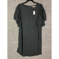 NEW LOFT Women's Black Ruffle Sleeve Shift Dress Size M Black