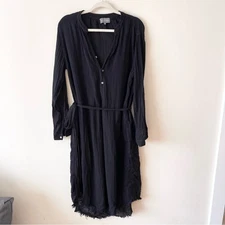 Michael Stars Muslin Long Sleeve Shirt Dress Midi Women’s size XS Black