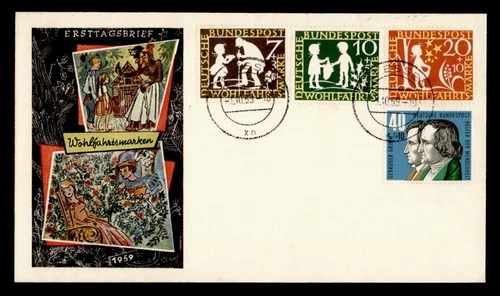 DR WHO 1959 GERMANY FDC FOLKLORE/FAIRY TALE SEI POST COMBO M78140
